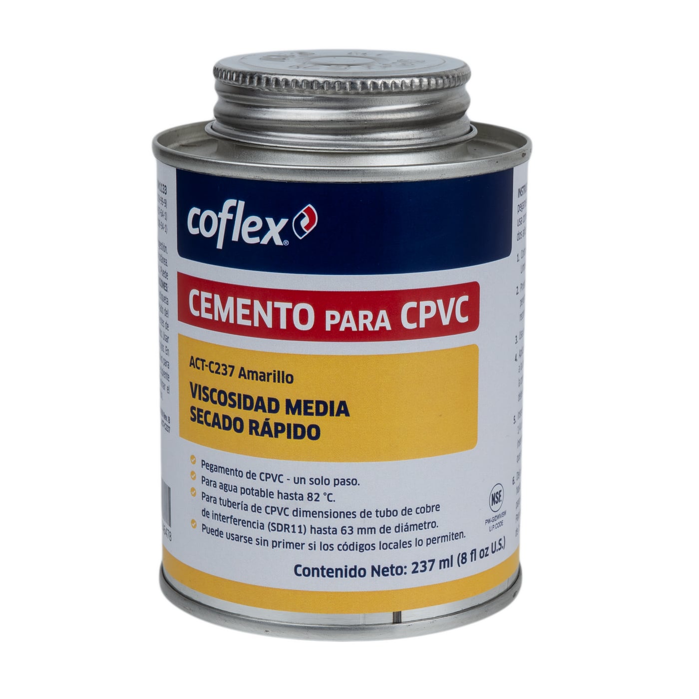 Cemento Solvente Amarillo Coflex ACT-C237 para CPVC - Unión Duradera y Segura