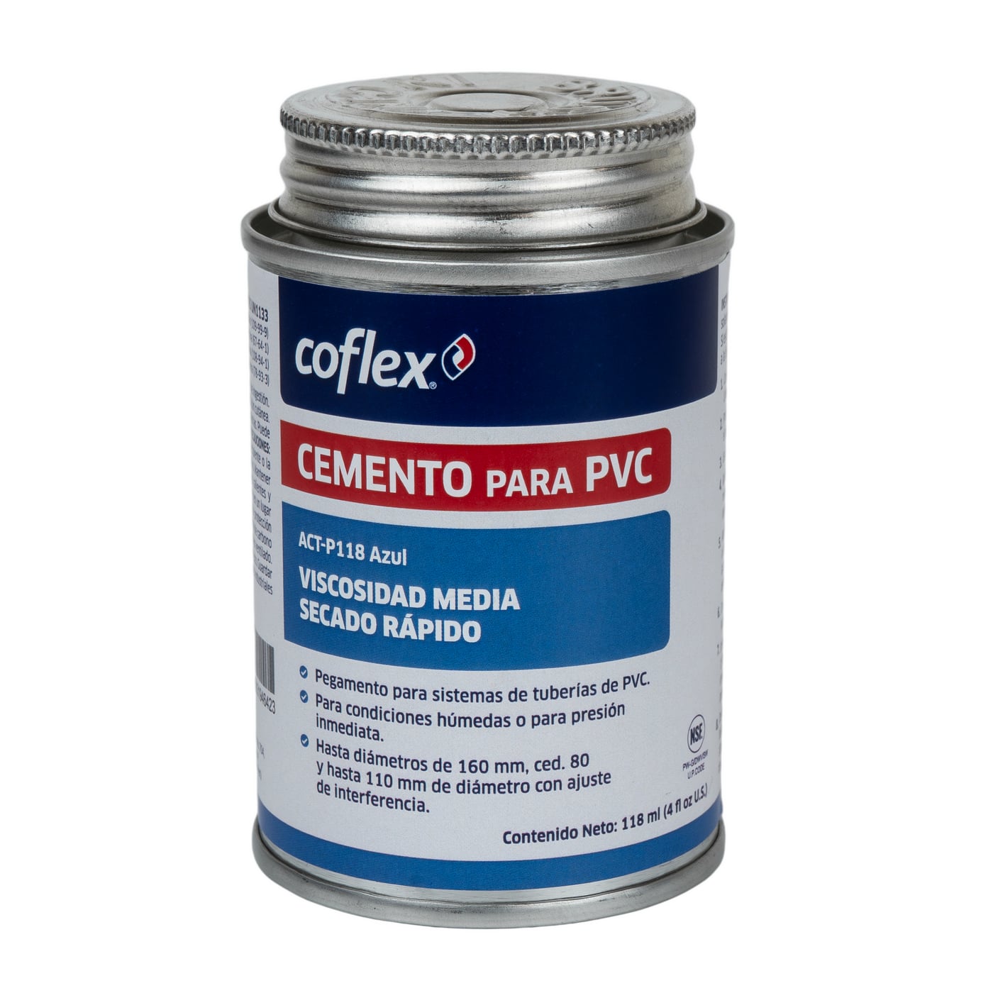 Cemento Solvente Azul Coflex ACT-P118: Unión Duradera para Tuberías PVC 118ml