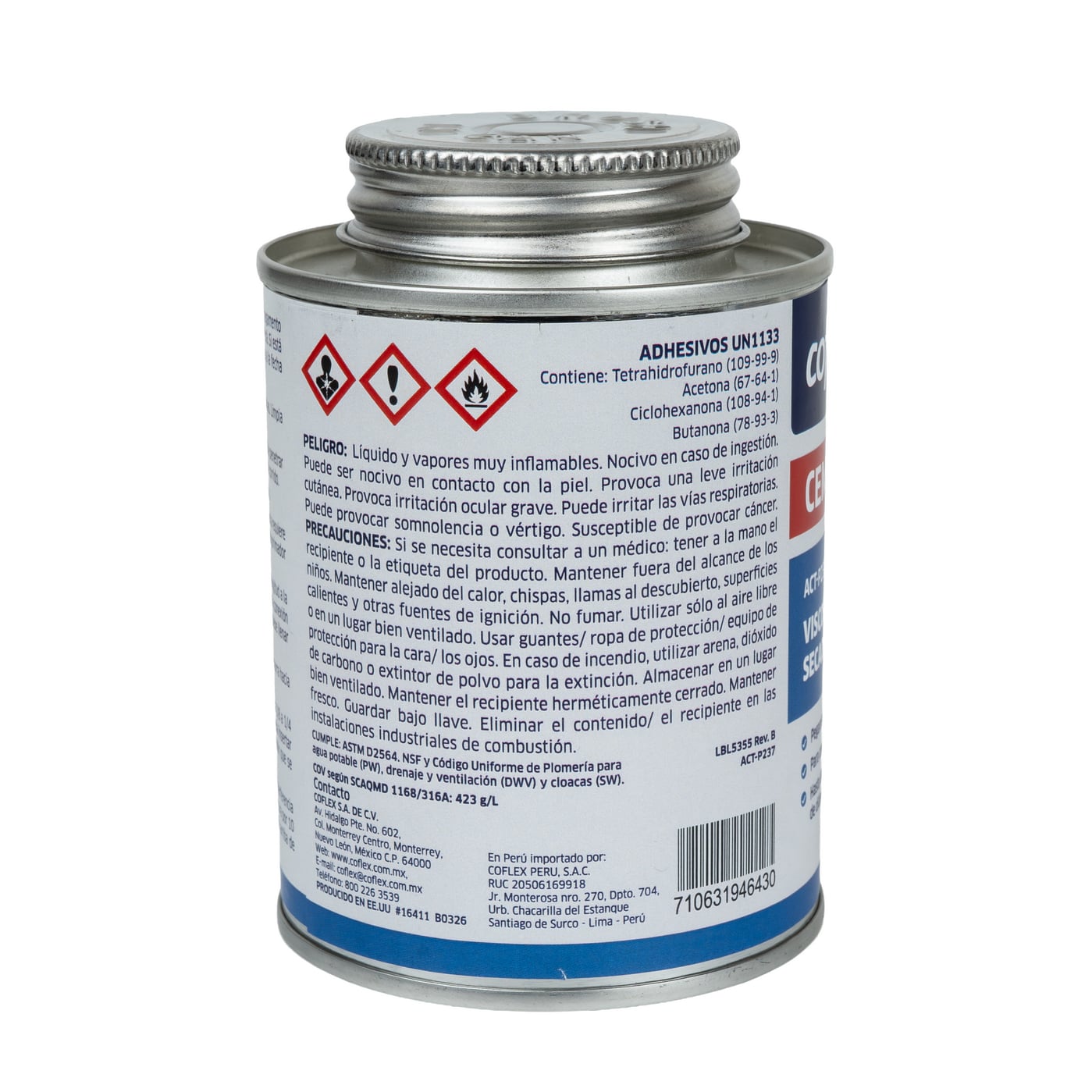 Cemento Solvente Azul Coflex ACT-P237 (237ml) para Tuberías PVC - Unión Duradera