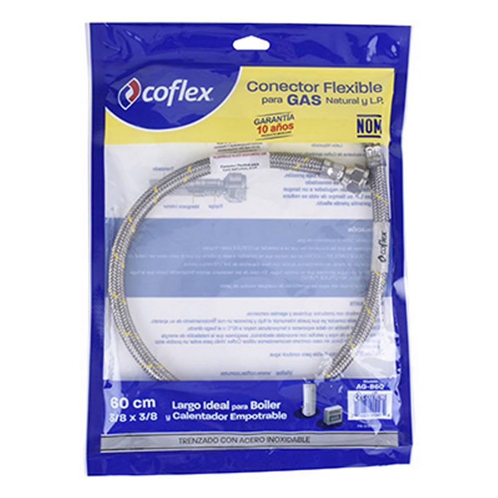 Conector Flexible COFLEX AG-B60 3/8" x 3/8" x 60cm Acero Inoxidable para Gas
