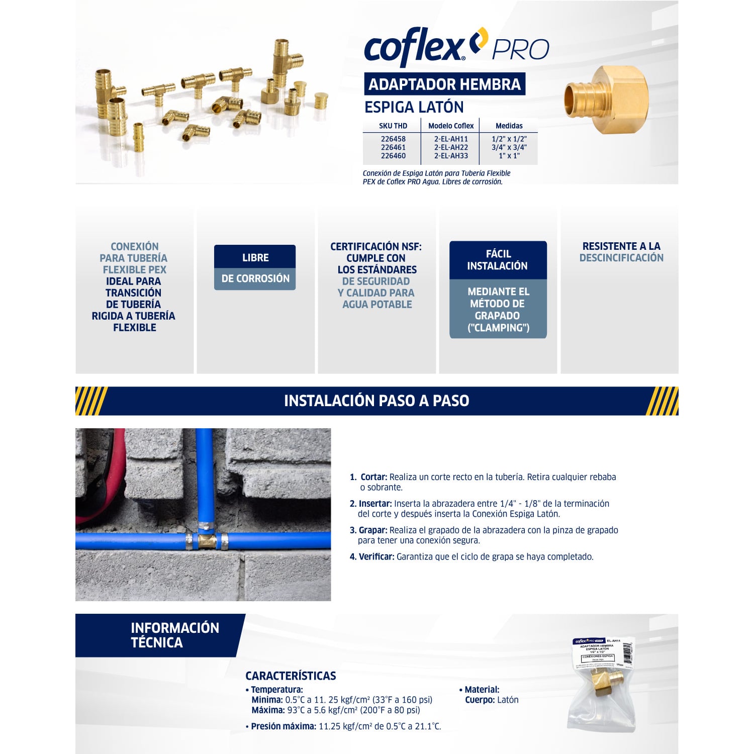 Adaptador Hembra Espiga Latón 1" FNPT Coflex - Conexión Segura y Duradera
