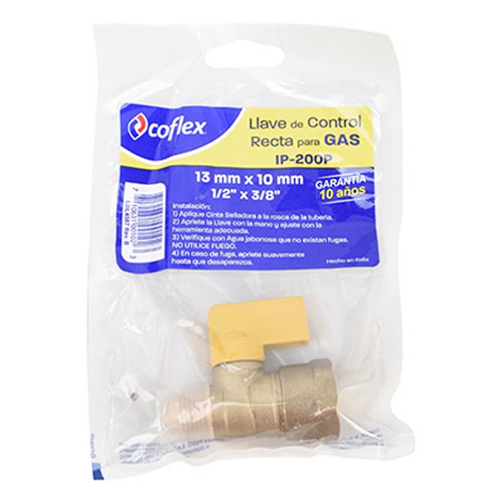 Llave de Control Recta Coflex IP-200P 1/2" FNPT x 3/8" Flare para Gas