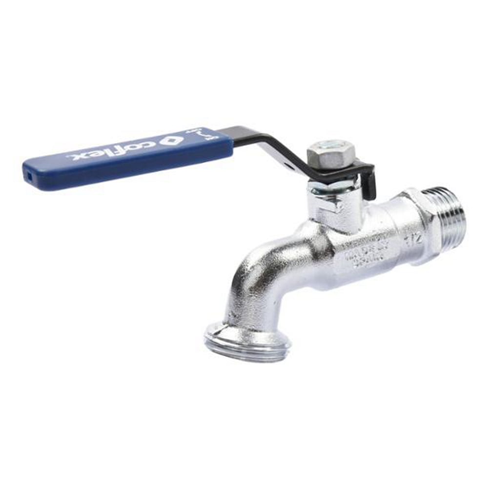 Llave de Jardín Coflex IP-711 1/2" MNPT x 3/4" NH Latón Cromado 1/4 Vuelta
