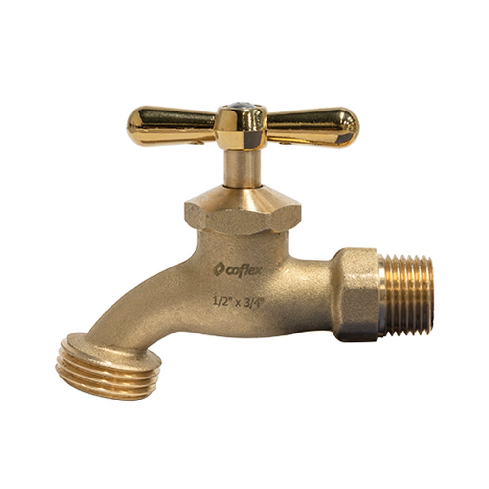 Llave de Jardín Coflex IP-715: Latón Natural 1/2" MNPT x 3/4" N.H.