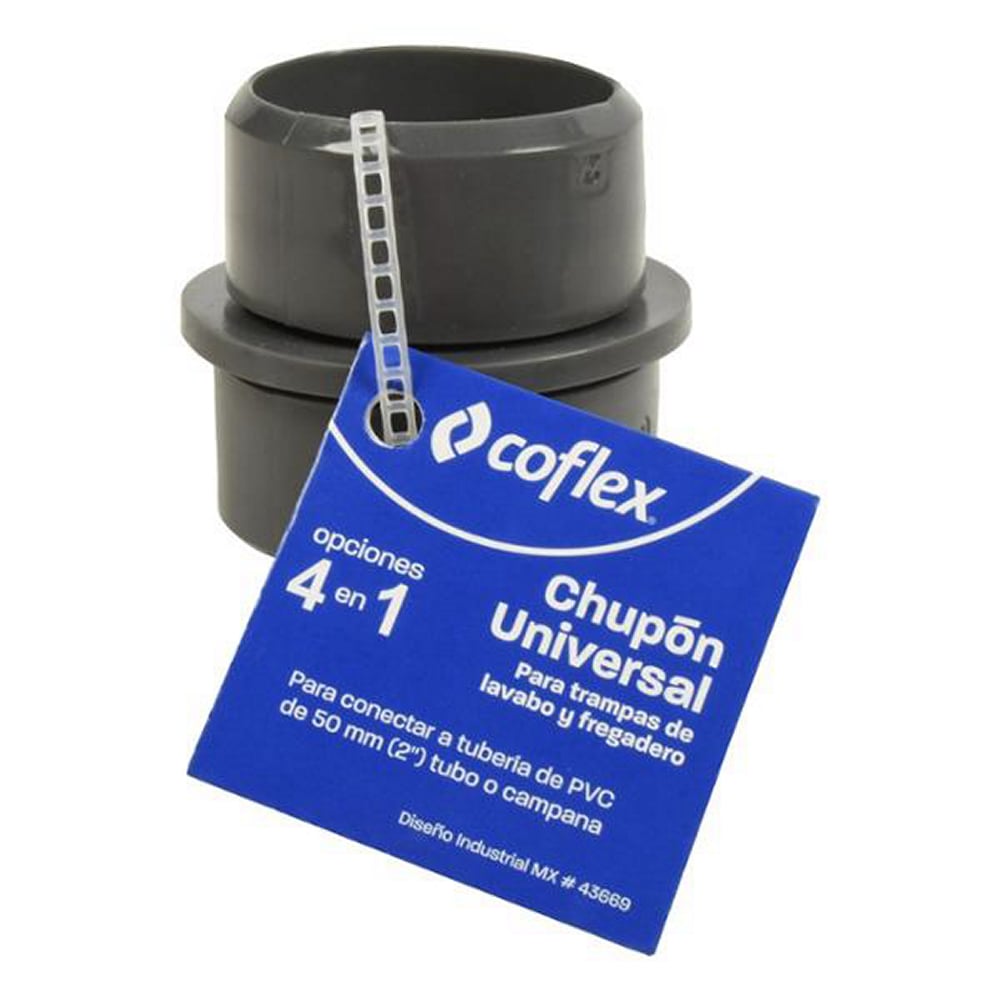 Chupon Universal 4 en 1 Coflex Gris P-B9030 para Trampas de Lavabo y Fregadero