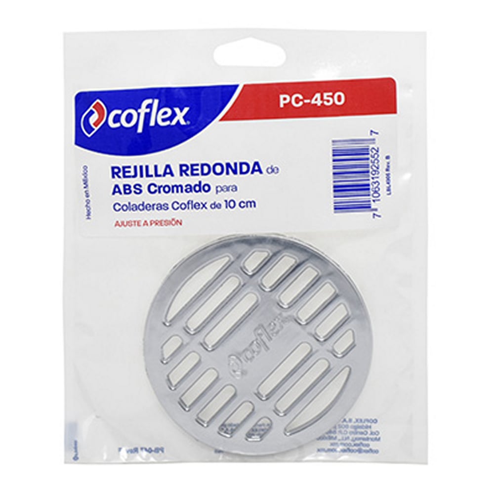 Rejilla Redonda Coflex 9.3cm ABS Cromado para Coladera 10cm | Anti-Obstrucción