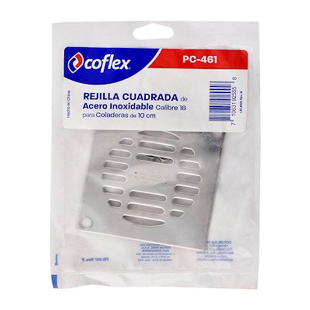 Rejilla Cuadrada Acero Inoxidable Coflex 9.3cm para Coladera 10cm | PC-461