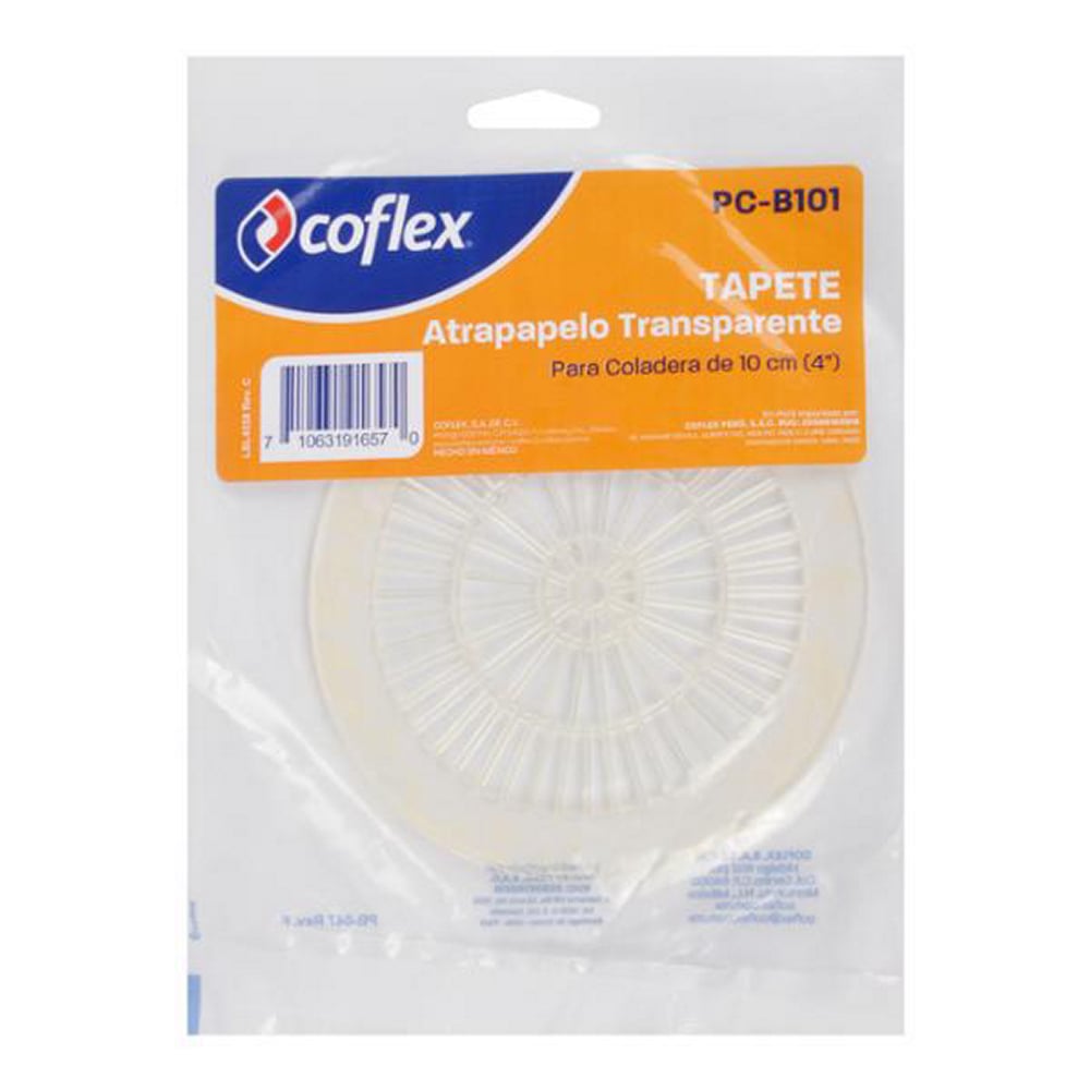 Tapete Atrapapelo Coflex PC-B101 Transparente para Coladeras 4" - Evita Obstrucciones