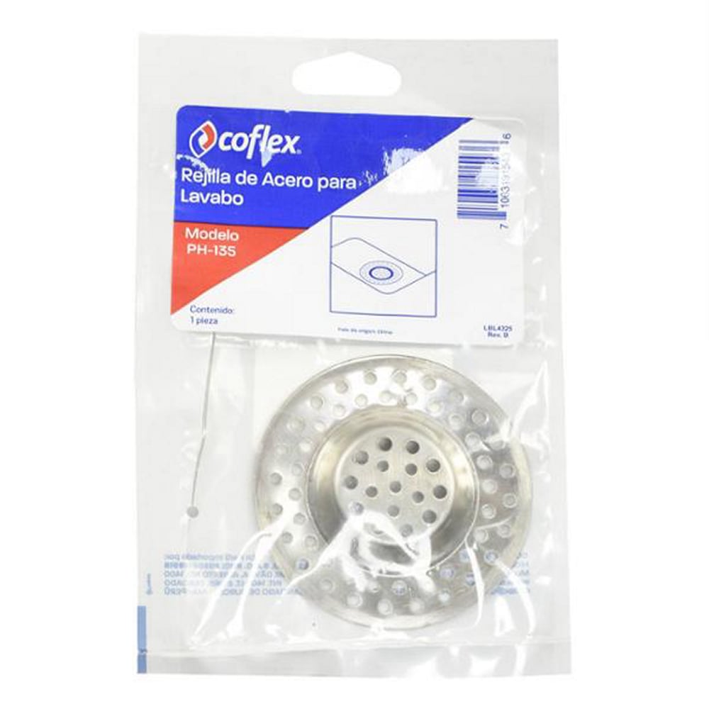 Rejilla para Lavabo Coflex PH-135 Acero Inoxidable Anti-Obstrucción 7cm