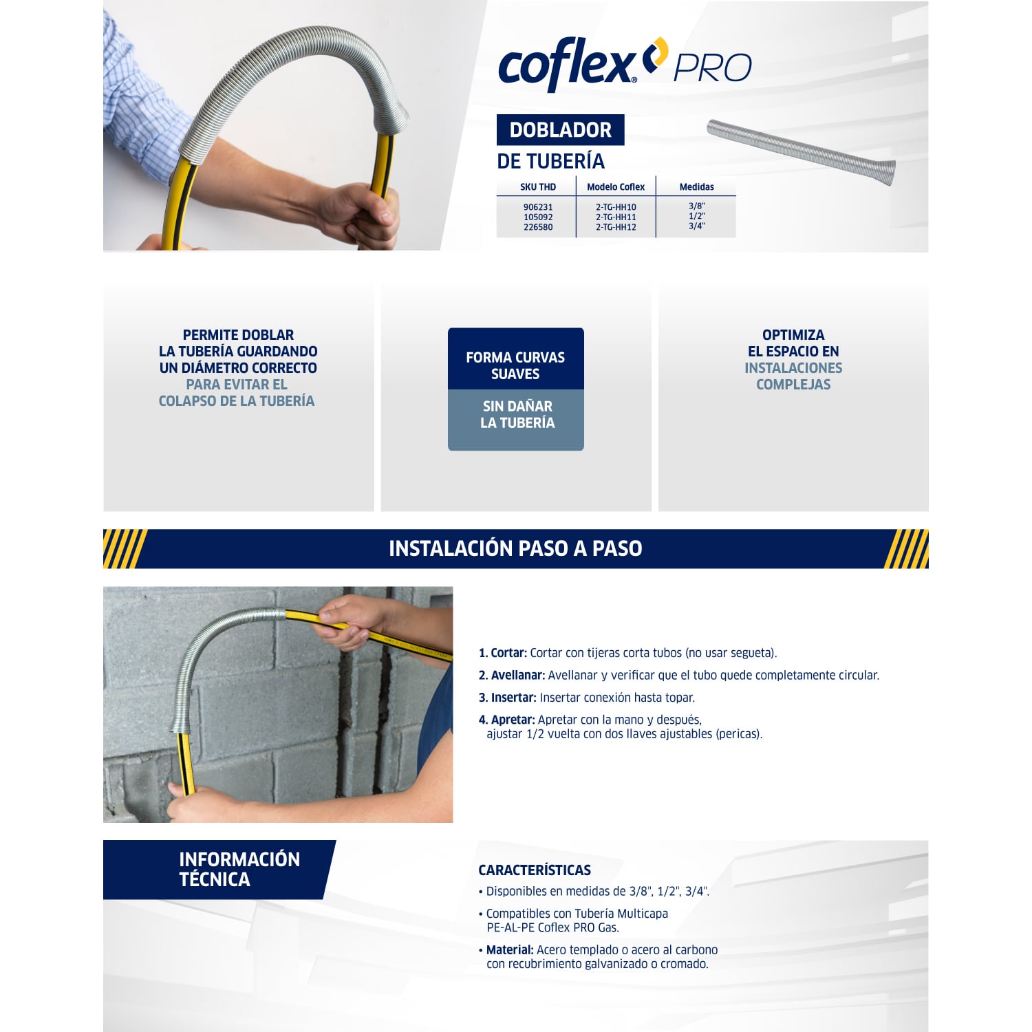 Doblador de Tubería Multicapa Coflex 3/8" Pro Gas TG-HH10 | Precisión Profesional